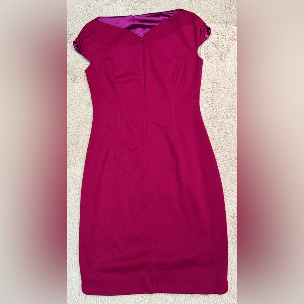 Tahari Magenta Cap Sleeve Zip Front Dress Size 6